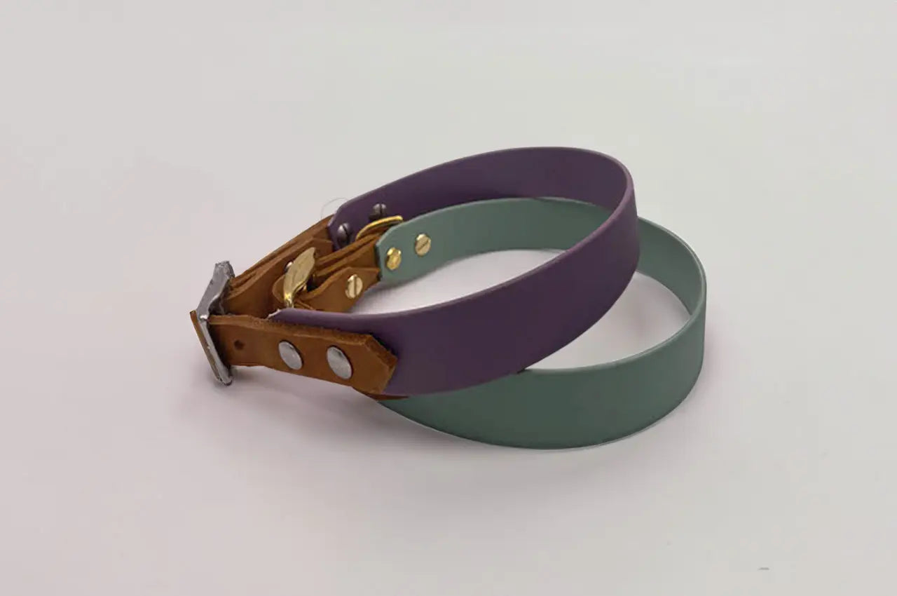 DESIGNSTUDIO | BioThane® Halsband mit Leder | Modell Wilma - Woof Couture