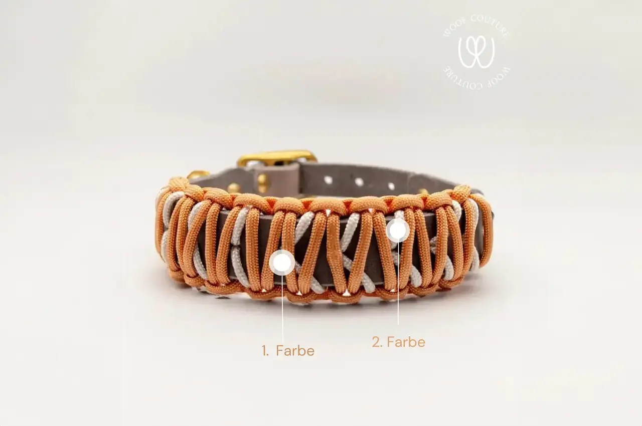 DESIGNSTUDIO | Leder Halsband mit Paracord | Modell Wiebke - Woof Couture