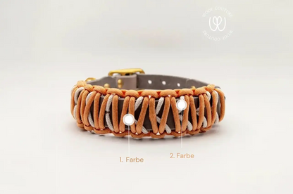 DESIGNSTUDIO | Leder Halsband mit Paracord | Modell Wiebke - Woof Couture