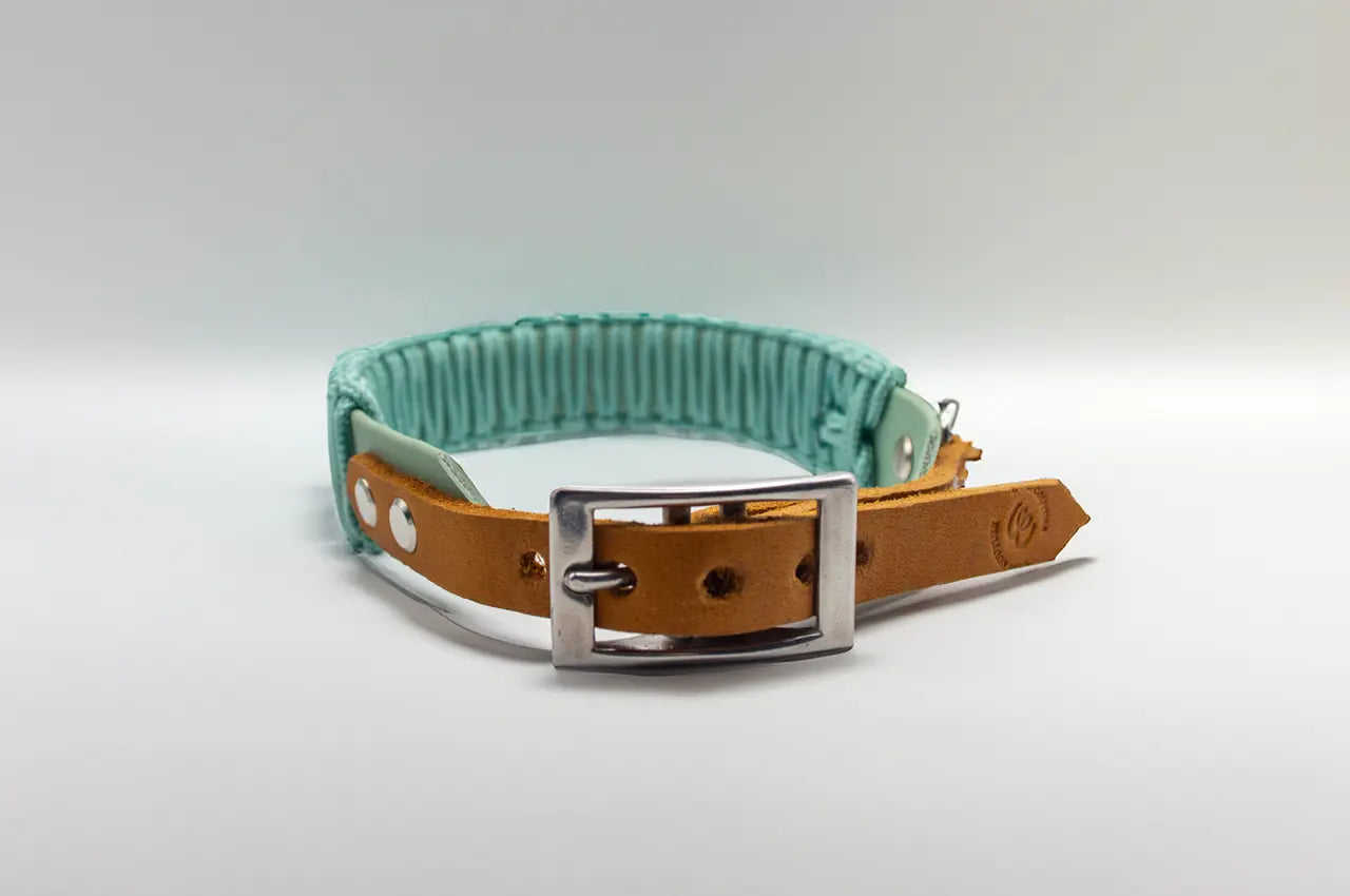DESIGNSTUDIO | BioThane® Halsband mit Paracord & Leder | Modell Carl - Woof Couture