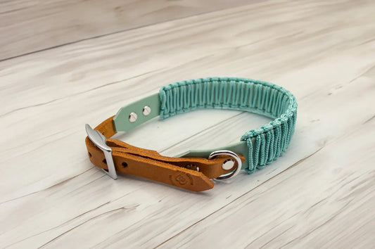 DESIGNSTUDIO | BioThane® mit Paracord & Leder | Modell Carl HALSBÄNDER Woof Couture 