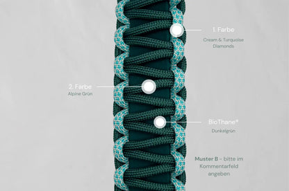 DESIGNSTUDIO | BioThane® mit Paracord | Modell Carmen HALSBÄNDER Woof Couture 